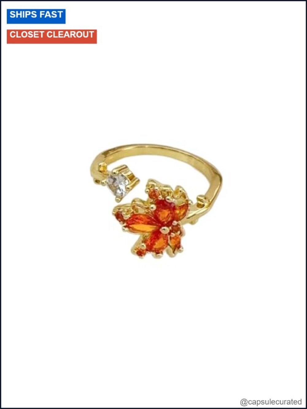 Gold Plated Maple Leaf Knuckle Ring Stackable Open Twist Ring for Women
